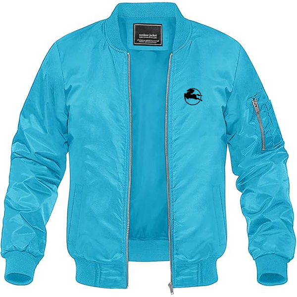 Men's Pegaso Logo Lightweight Bomber Jacket Windbreaker Softshell Varsity Jacket Coat