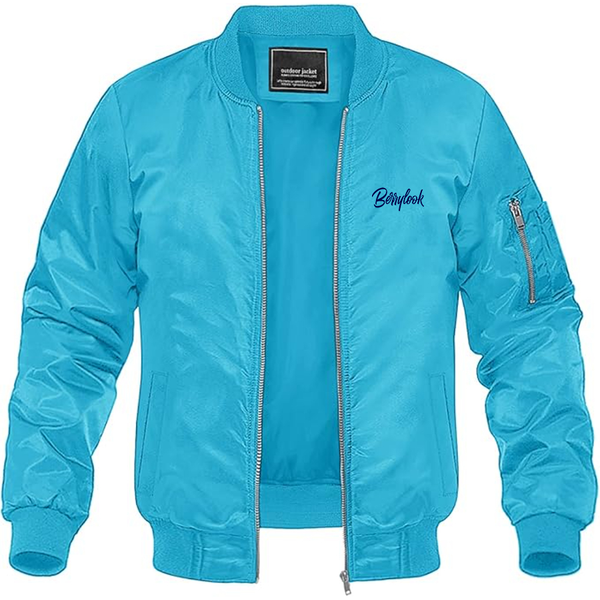 Men's Berrylook Logo Lightweight Bomber Jacket Windbreaker Softshell Varsity Jacket Coat