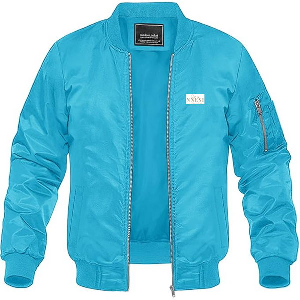Men's Nnesi Logo Lightweight Bomber Jacket Windbreaker Softshell Varsity Jacket Coat