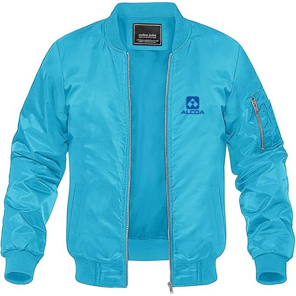 Men's Alcoa Logo Lightweight Bomber Jacket Windbreaker Softshell Varsity Jacket Coat