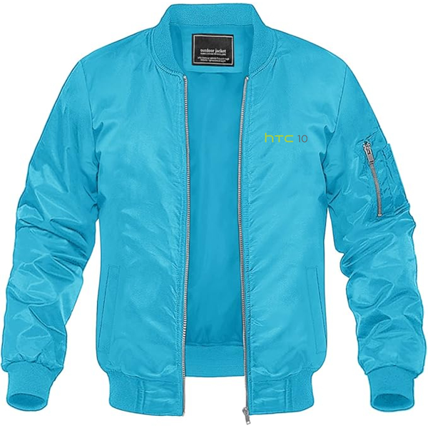 Men's HTC 10 Logo Lightweight Bomber Jacket Windbreaker Softshell Varsity Jacket Coat