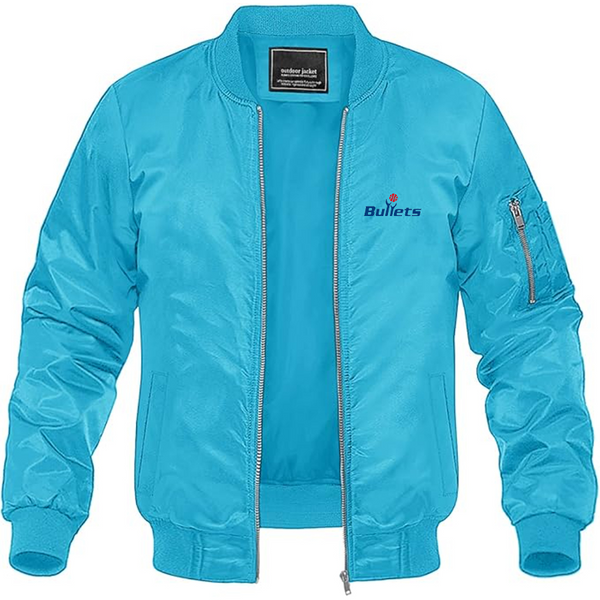 Men's Baltimore Bullets Logo Lightweight Bomber Jacket Windbreaker Softshell Varsity Jacket Coat