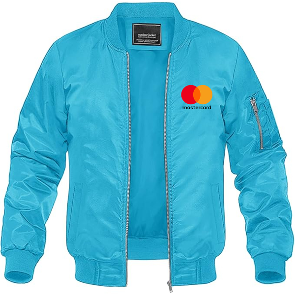 Men's  Mastercard Logo Lightweight Bomber Jacket Windbreaker Softshell Varsity Jacket Coat