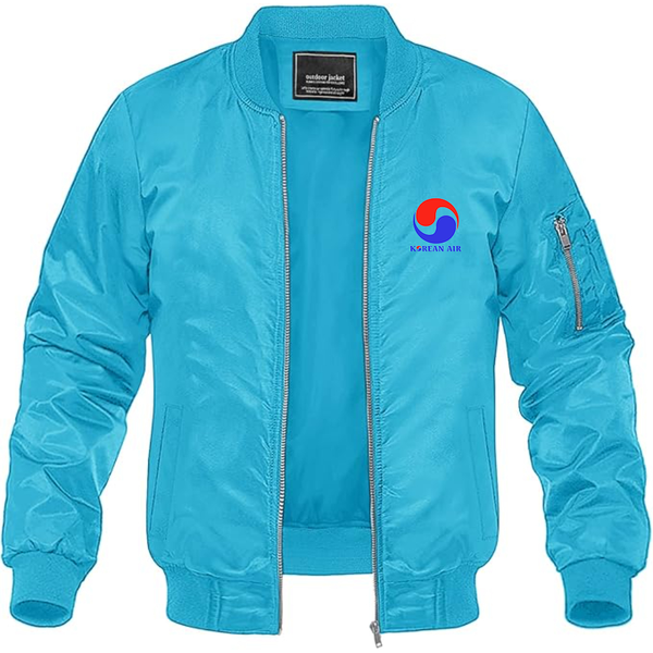 Men's  Korean Air Logo Lightweight Bomber Jacket Windbreaker Softshell Varsity Jacket Coat