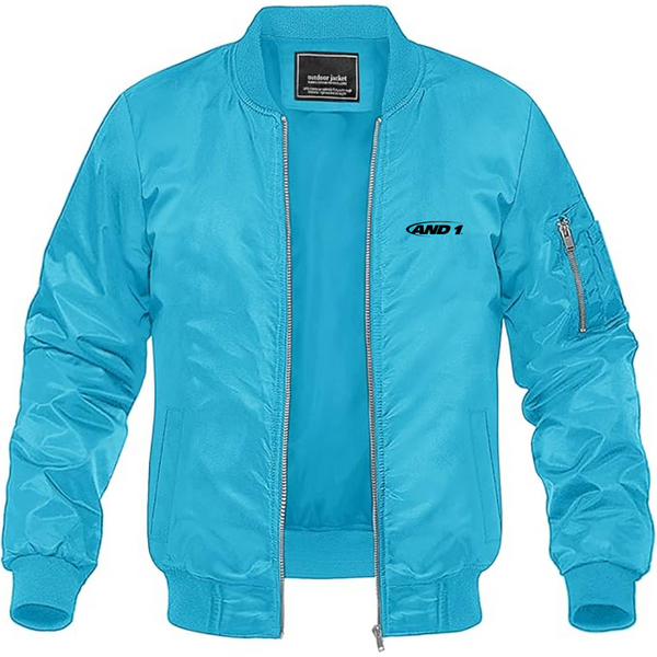 Men's AND1 Logo Lightweight Bomber Jacket Windbreaker Softshell Varsity Jacket Coat