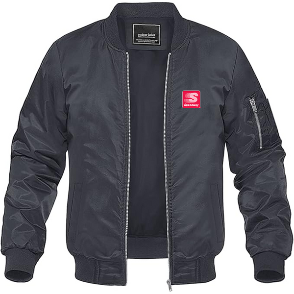 Men's Speedway Gas Station  Logo Lightweight Bomber Jacket Windbreaker Softshell Varsity Jacket Coat