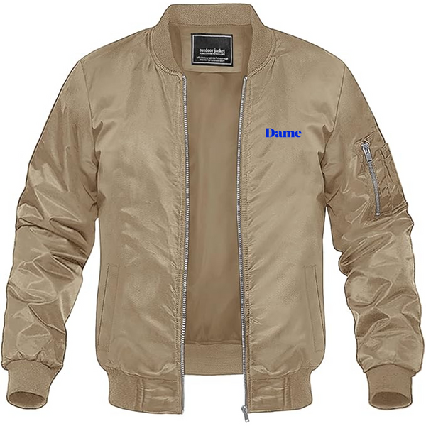Men's Dame Products Logo Lightweight Bomber Jacket Windbreaker Softshell Varsity Jacket Coat