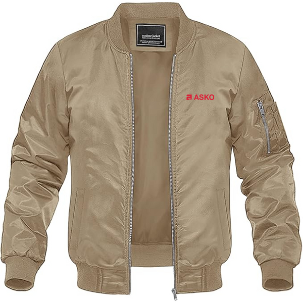 Men's Asko Logo Lightweight Bomber Jacket Windbreaker Softshell Varsity Jacket Coat