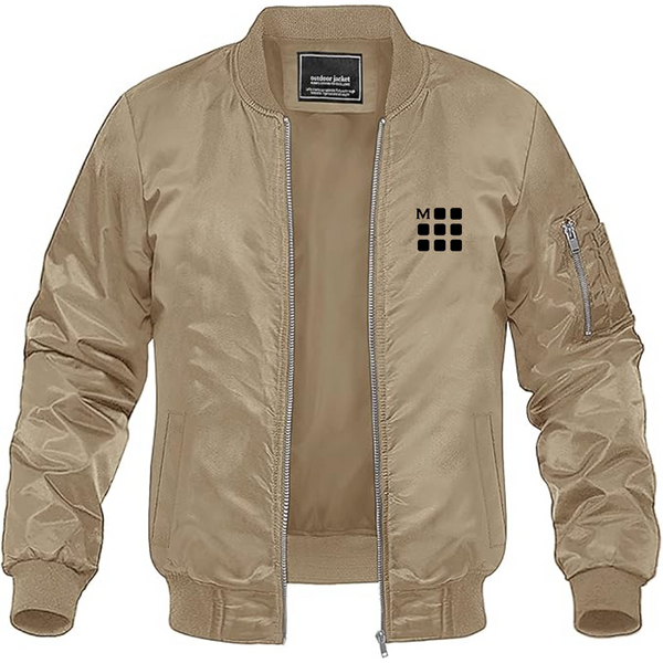 Men's Moleskine Icon Logo Lightweight Bomber Jacket Windbreaker Softshell Varsity Jacket Coat
