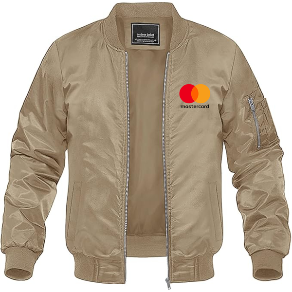 Men's  Mastercard Logo Lightweight Bomber Jacket Windbreaker Softshell Varsity Jacket Coat