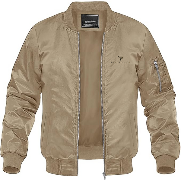 Men's Spyros Panopoulos Logo Lightweight Bomber Jacket Windbreaker Softshell Varsity Jacket Coat