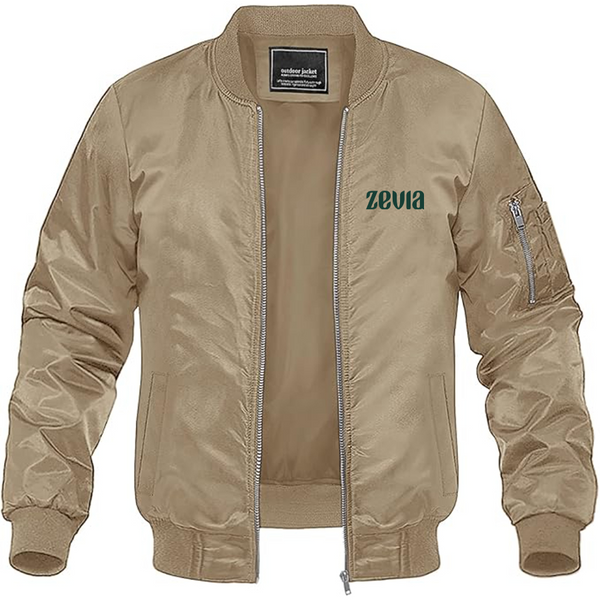 Men's Zevia Logo Lightweight Bomber Jacket Windbreaker Softshell Varsity Jacket Coat