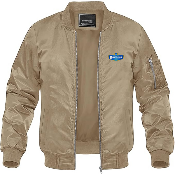 Men's Bavaria Logo Lightweight Bomber Jacket Windbreaker Softshell Varsity Jacket Coat