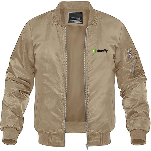 Men's Shopify Logo Lightweight Bomber Jacket Windbreaker Softshell Varsity Jacket Coat
