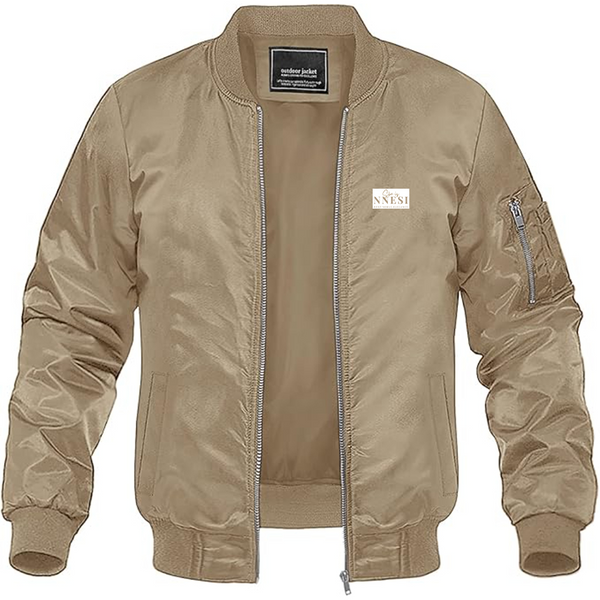 Men's Nnesi Logo Lightweight Bomber Jacket Windbreaker Softshell Varsity Jacket Coat