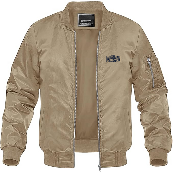 Men's Wingman Logo Lightweight Bomber Jacket Windbreaker Softshell Varsity Jacket Coat