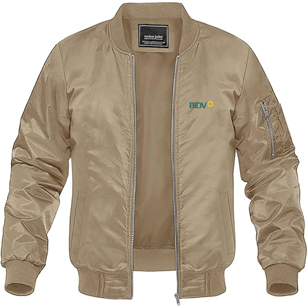 Men's BIDV Logo Lightweight Bomber Jacket Windbreaker Softshell Varsity Jacket Coat