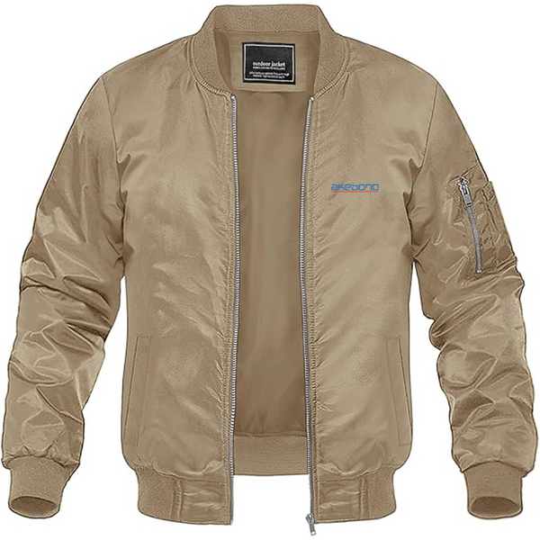 Men's Akebono Logo Lightweight Bomber Jacket Windbreaker Softshell Varsity Jacket Coat