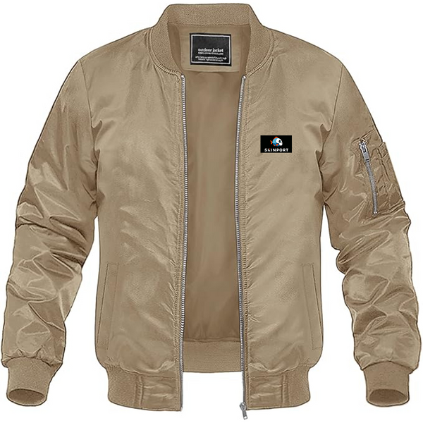 Men's Skinport  Logo Lightweight Bomber Jacket Windbreaker Softshell Varsity Jacket Coat