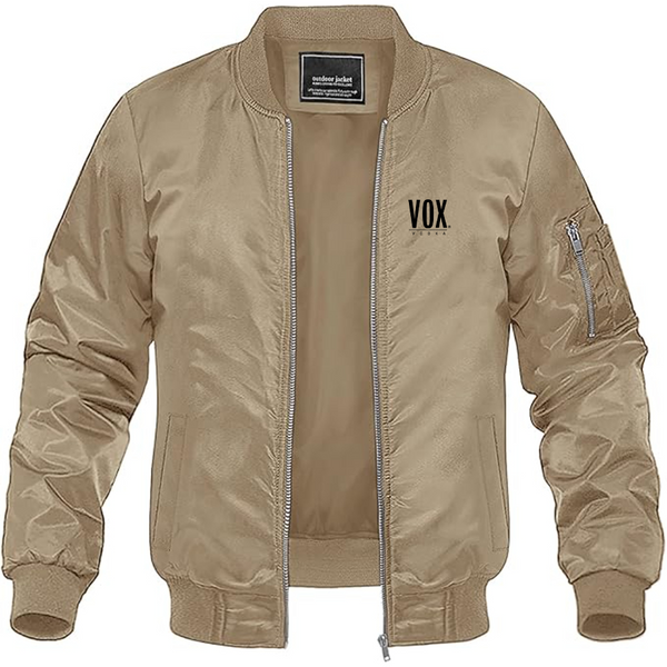 Men's Vox Logo Lightweight Bomber Jacket Windbreaker Softshell Varsity Jacket Coat