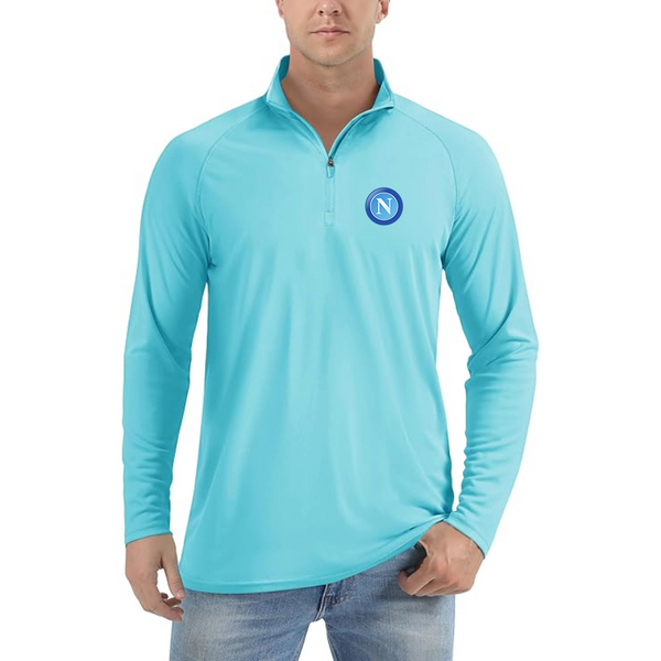 Men’s Napoli FC - Lightweight Quarter-Zip Athletic Shirt – Long Sleeve Performance Wear