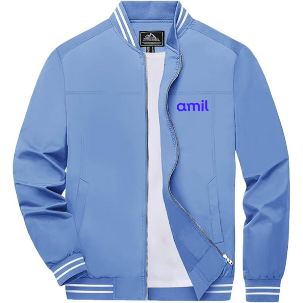 Men's  Amil Lightweight Zip-Up Bomber Jacket with Ribbed Collar and Cuffs Versatile Casual Outerwear