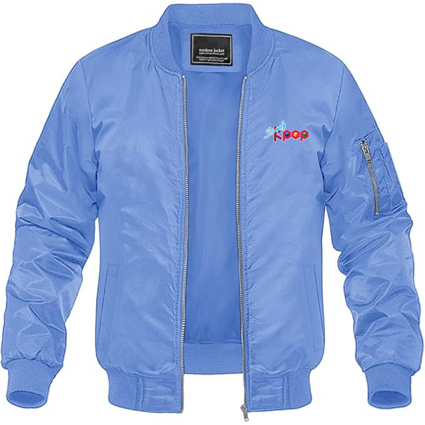 Men's Simply Kpop Lightweight Bomber Jacket Windbreaker Softshell Varsity Jacket Coat