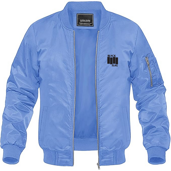 Men's Black Flag Logo Lightweight Bomber Jacket Windbreaker Softshell Varsity Jacket Coat