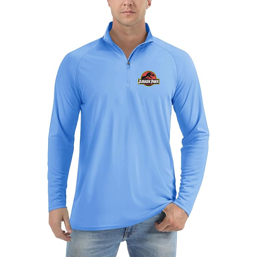 Men’s Jurassic Park Movie _ Lightweight Quarter-Zip Athletic Shirt – Long Sleeve Polyester Wear