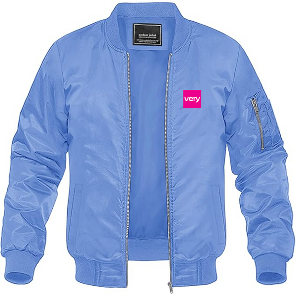 Men's Very Logo Lightweight Bomber Jacket Windbreaker Softshell Varsity Jacket Coat