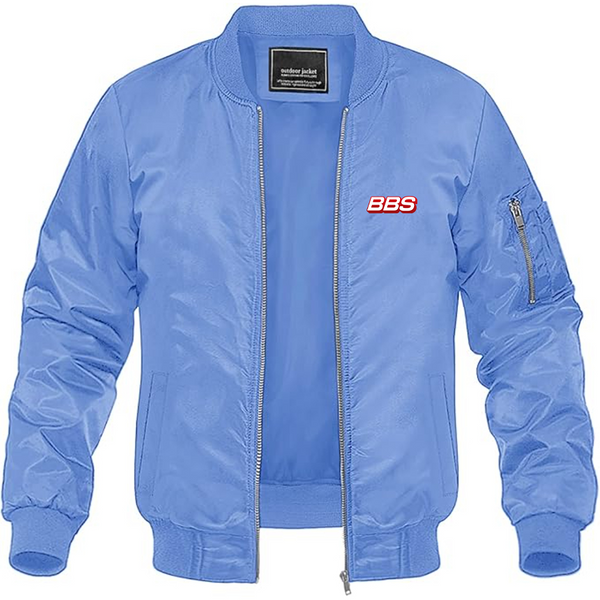 Men's BBS Logo Lightweight Bomber Jacket Windbreaker Softshell Varsity Jacket Coat