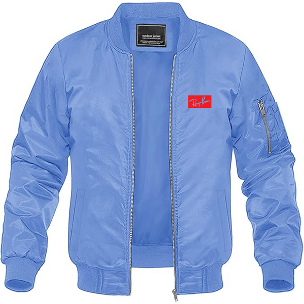 Men's Ray Ban Logo Lightweight Bomber Jacket Windbreaker Softshell Varsity Jacket Coat