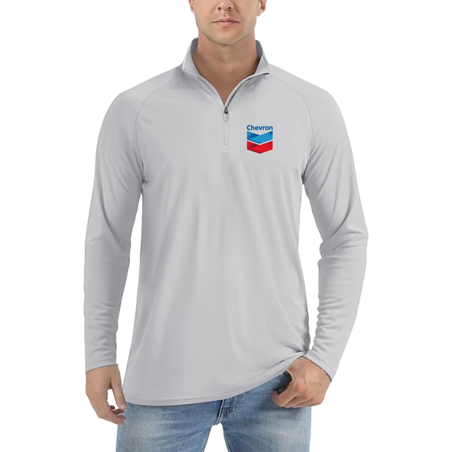 Men’s Chevron Gas Station - Lightweight Quarter-Zip Athletic Shirt – Long Sleeve Polyester Wear