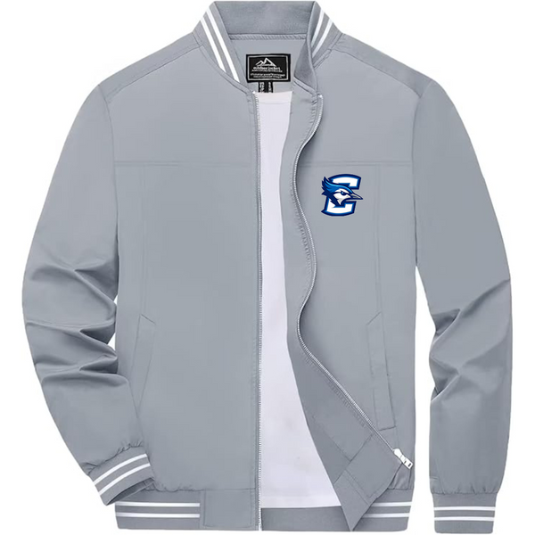 Men's  Creighton Bluejays Lightweight Zip-Up Bomber Jacket with Ribbed Collar and Cuffs Versatile Casual Outerwear