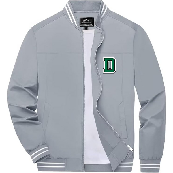 Men's  Dartmouth Big Green Lightweight Zip-Up Bomber Jacket with Ribbed Collar and Cuffs Versatile Casual Outerwear