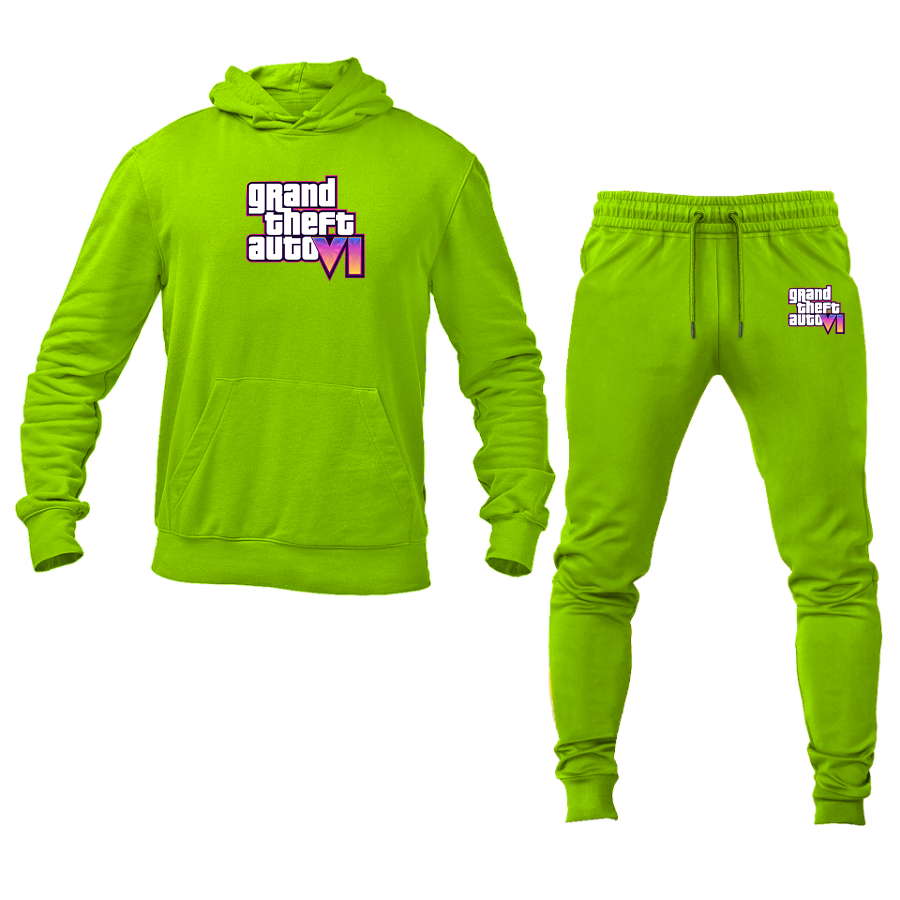 Men's GTA 6 Grand Theft Auto VI Hoodie Joggers Set Game