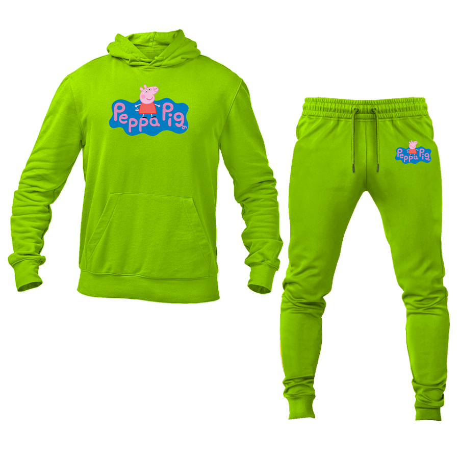 Men's Pegga Pig Cartoon Hoodie Joggers Set