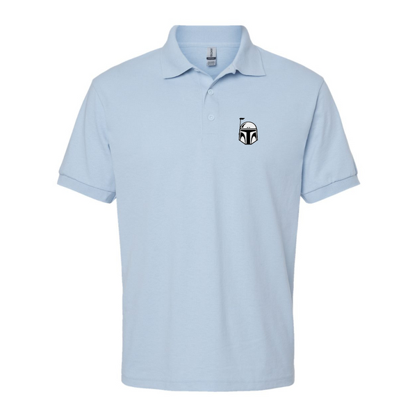 Men's Star Wars Boba Fett Helmet Dry Blend Jersey Polo