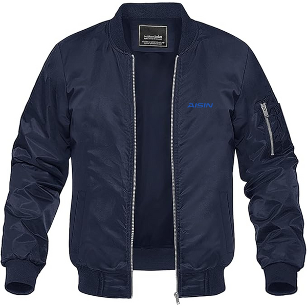 Men's Aisin Logo Lightweight Bomber Jacket Windbreaker Softshell Varsity Jacket Coat