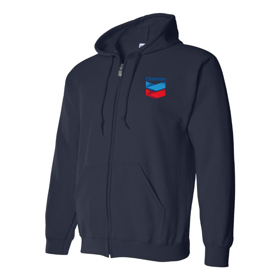 Men's Chevron Gas Station  Zipper Hoodie