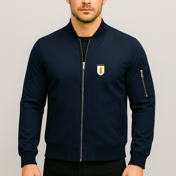 Men's Uruguay National Soccer Team Lightweight Bomber Jacket Windbreaker Softshell Varsity Jacket Coat
