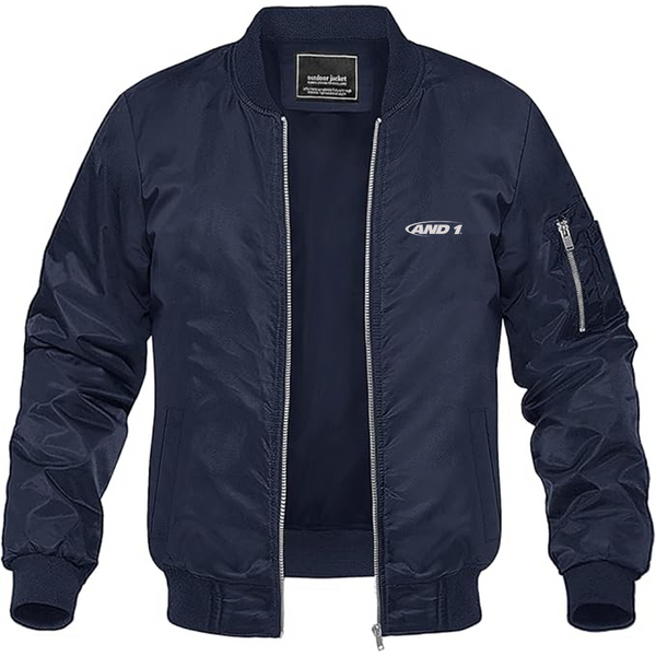 Men's AND1 Logo Lightweight Bomber Jacket Windbreaker Softshell Varsity Jacket Coat