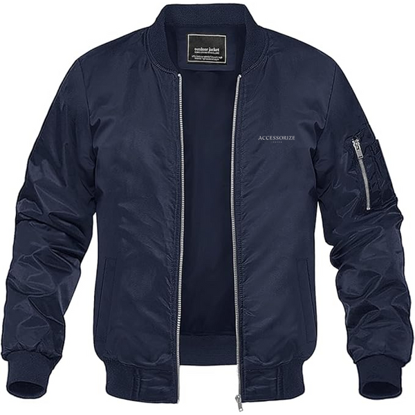 Men's Accessorize Logo Lightweight Bomber Jacket Windbreaker Softshell Varsity Jacket Coat