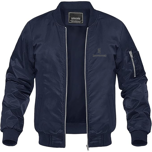 Men's Browning Logo Lightweight Bomber Jacket Windbreaker Softshell Varsity Jacket Coat
