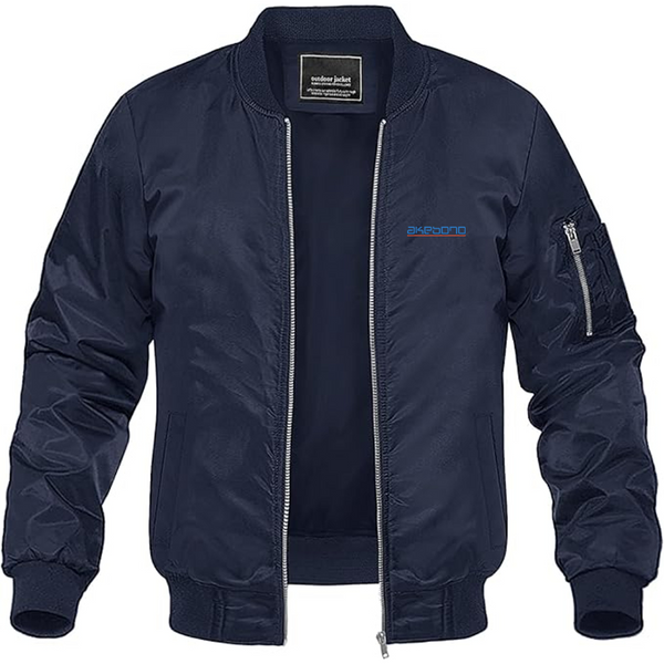 Men's Akebono Logo Lightweight Bomber Jacket Windbreaker Softshell Varsity Jacket Coat
