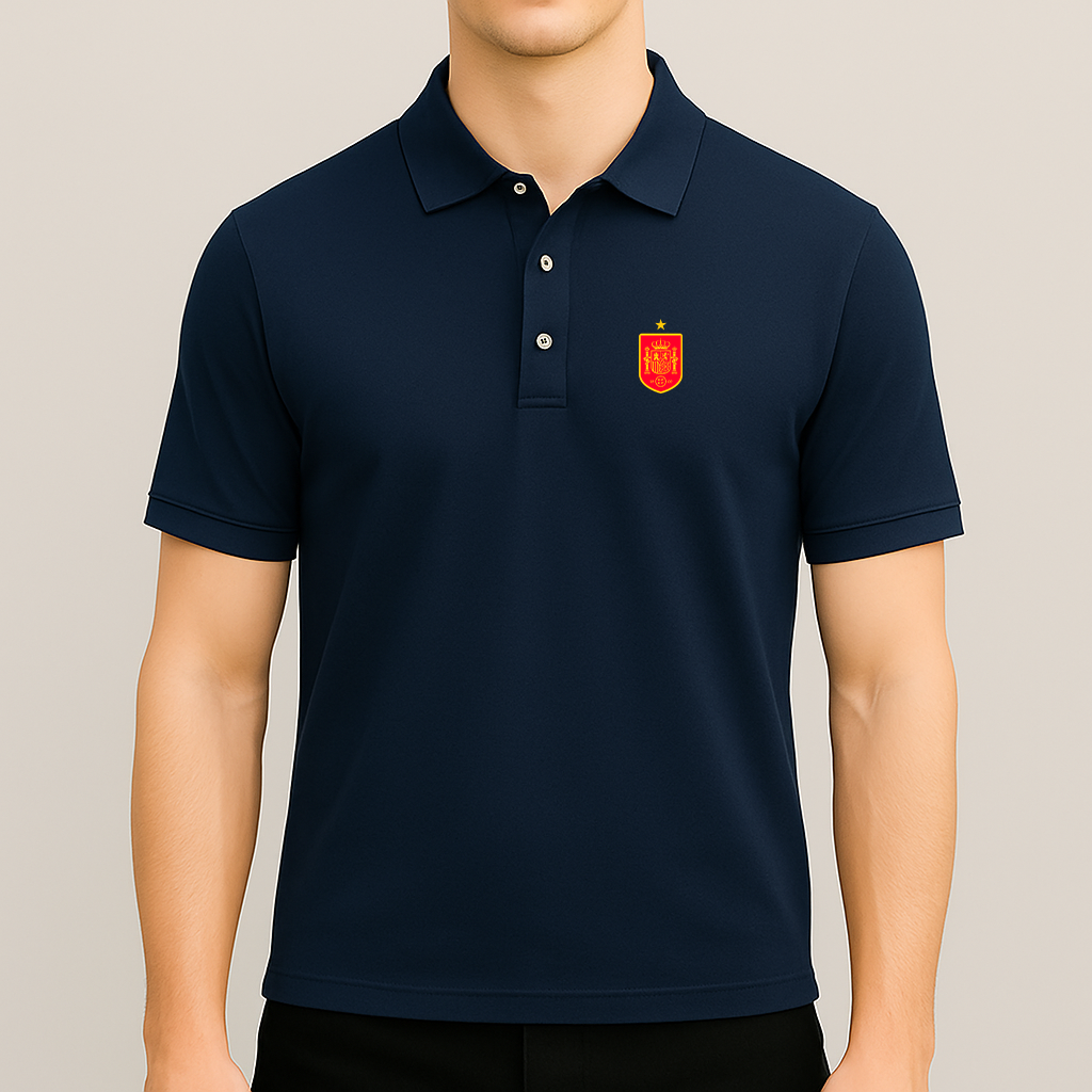 Men's Spain Red Logo National Soccer Team Dry Blend Polo