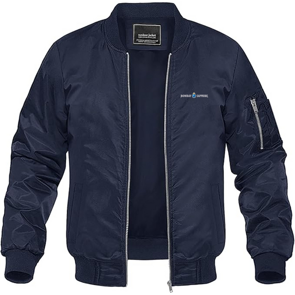 Men's Bombay Sapphire Logo Lightweight Bomber Jacket Windbreaker Softshell Varsity Jacket Coat