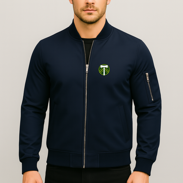 Men's Portland Timbers FC Lightweight Bomber Jacket Windbreaker Softshell Varsity Jacket Coat