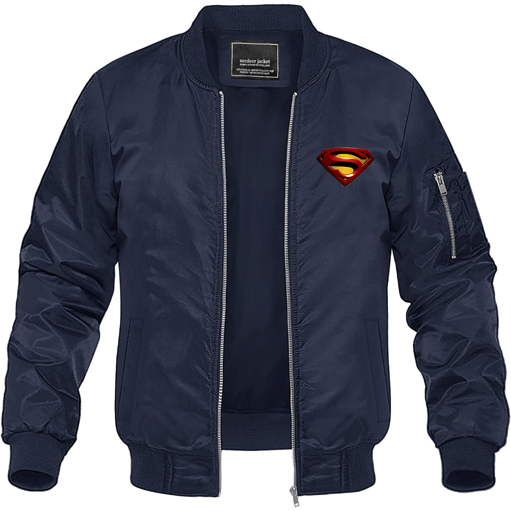 Men's Superman Superhero Lightweight Bomber Jacket Windbreaker Softshell Varsity Jacket Coat