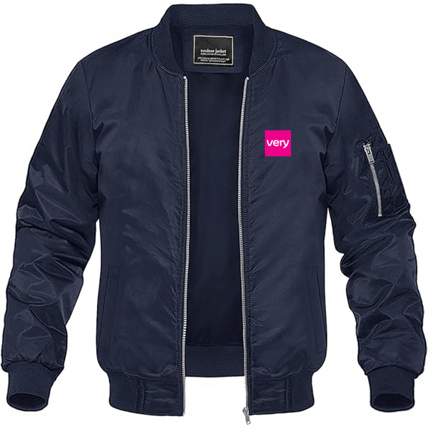 Men's Very Logo Lightweight Bomber Jacket Windbreaker Softshell Varsity Jacket Coat